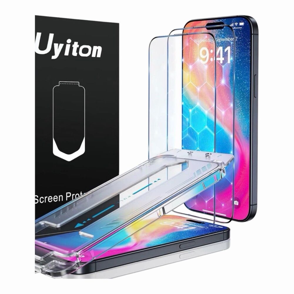 Uyiton 2 Pack Screen Protector for Apple iPhone 15 Pro Max Tempered Glass New